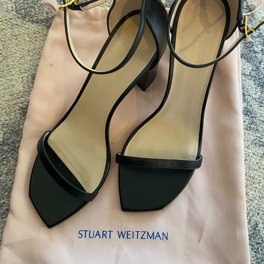 •Stuart Weitzman• Black Ankle Strap Heels
